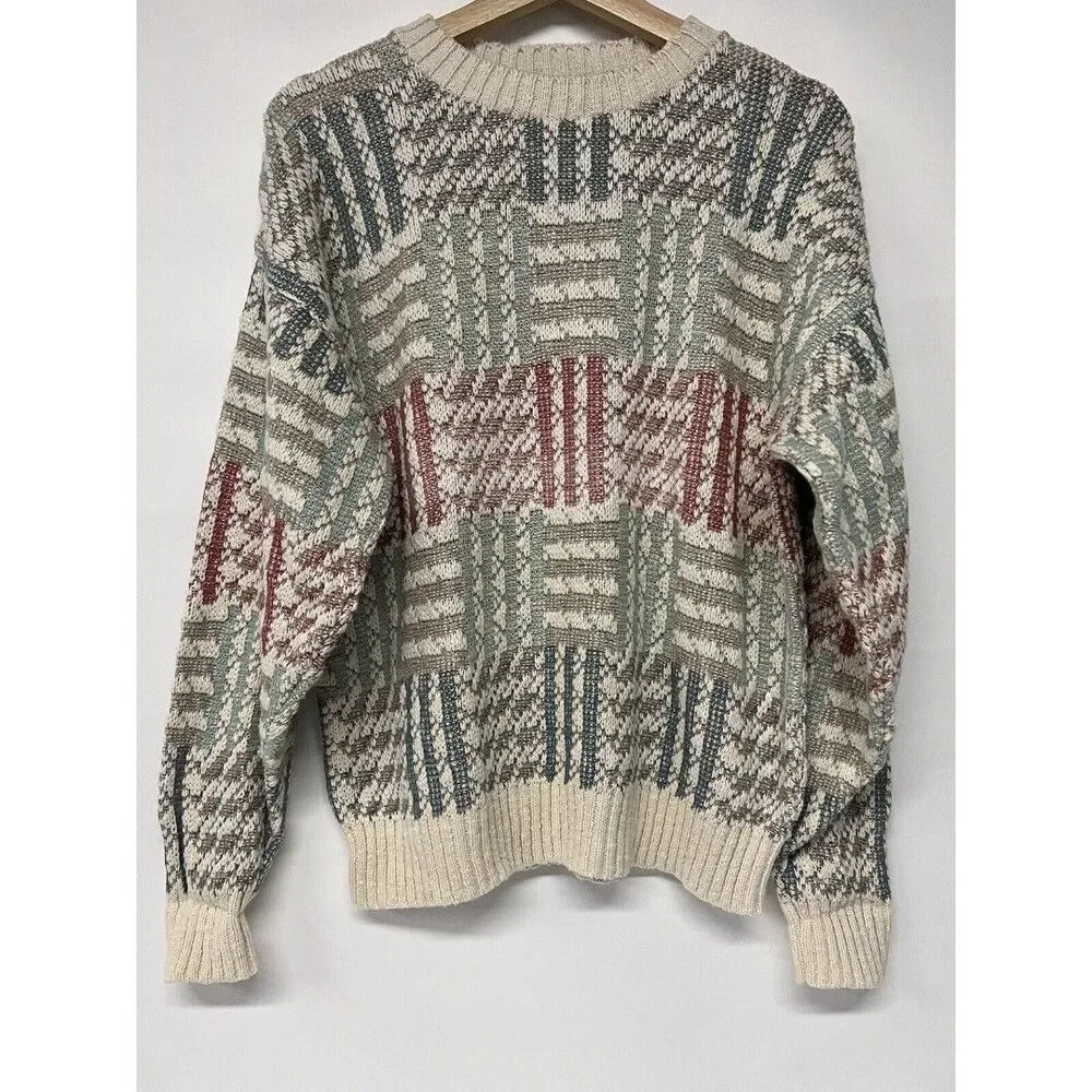 Vintage Sweater Crossings Cotton Knit Soft M